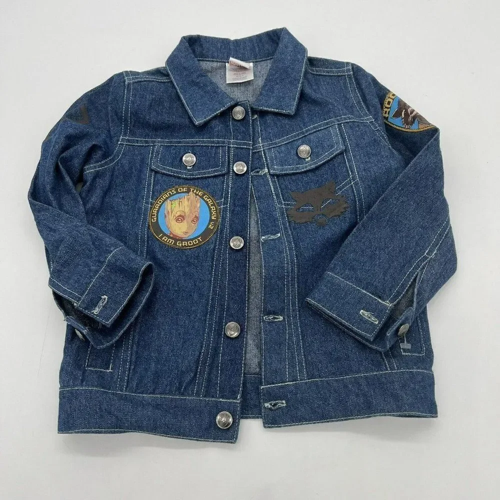 guardians of the galaxy marvel denim jean jacket 3t rocket and groot